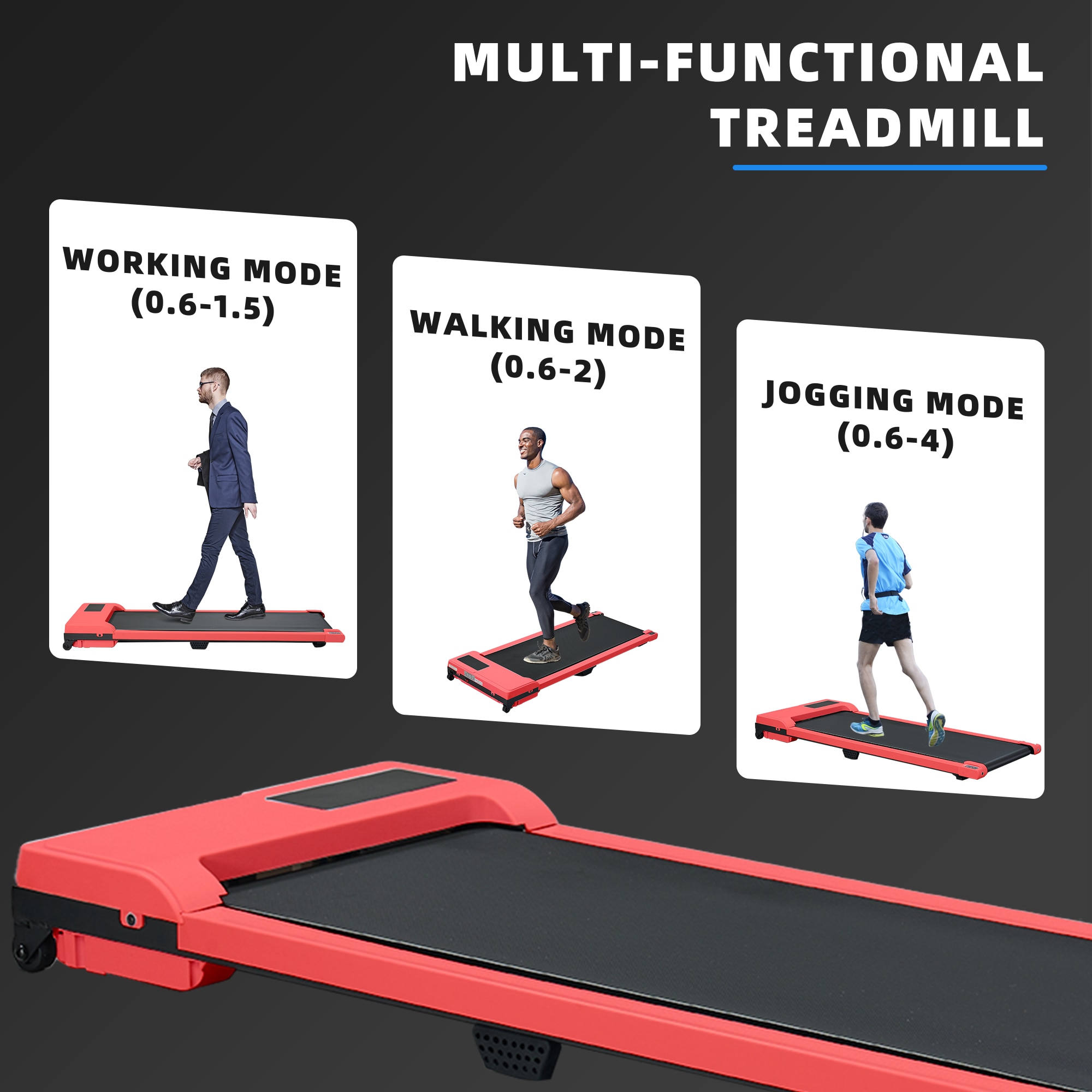 Walking Pad With Quiet 2.0 HP Brushless Motor, Countdown Modes, Spacious Running Area, 220 Lbs Weight Capacity For Home Or Office Workouts, 3 In 1 Portable Treadmill Walking, Red_voghion.com